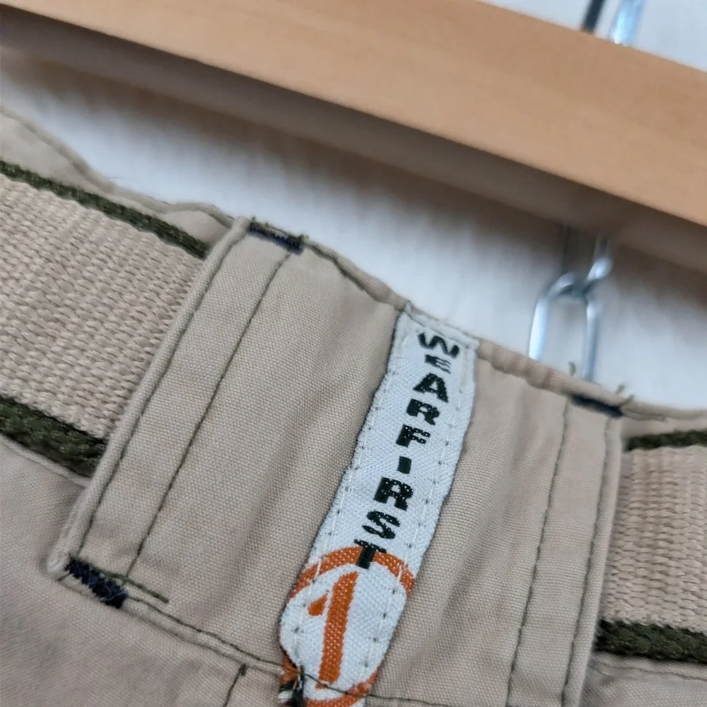 VTG Wearfirst Cargo Pants Mens 37x32 Tan Convertible Relaxed Fit Paratrooper Y2K